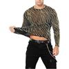 Casey Kevin Maglia Rete Uomo Manica Lunga Glitter Trasparente Sexy Camicia Body Maglietta Paillettes Discoteca Abbigliamento Mesh Shirt Fishnet Trasparenti Vedere Attraverso Tops Clubwear Party Night