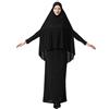 N\C Abito da donna musulmana a pipistrello con maniche a pipistrello con cappuccio a tubo in due pezzi, nero, M-XL