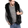 DianShaoA Giacca Gilet con Cappuccio Pelliccia Sintetica Uomo Elegante Caldo Cappotto Senza Maniche Cardigan Casuale Nero 2XL