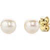 Orovi Orecchini Donna Oro Giallo 14KT Orecchini a Lobo con 2 Perle Coltivate button, Made in Italy, gioiello anallergico confezionato in un elegante astuccio portagioie