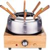 LITTLE BALANCE 8320 Wood Fondue 8 Inox - Apparecchio per fonduta 8 persone - Caquelon Inox antiaderente grande capacità 2 litri - Potenza 800 W - Finitura in vero bambù