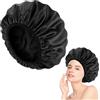 Fentar Cuffia Doccia, Impermeabile Cuffia Doccia Triplo Strato, Cuffie Doccia con Fodera in Microfibra Spessa per Donne, Asciugamano Capelli Turbante, Riutilizzabile Cuffia Doccia per Donna Spa (Nero)