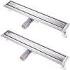 Finmrys Canalina per doccia, 60 cm, piastrellabile, in acciaio inox, set completo di scarico per doccia, sifone extra piatto, con antiodore e filtro per capelli, scarico della doccia