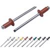 Marcopol Confezione da 100 rivetti ciechi verniciati, 3,2 x 8 mm, testa a cupola, DIN 7337, rivetti in alluminio e mandrino in acciaio, rivetti pop (100, marrone rame RAL 8004)