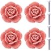 NAKUPENDA Manopole in Ceramica 4Pcs Maniglia Manopole Maniglia Porta a Forma Fiore Rosa Manopole per Mobili in Ceramica Rose Manopole per Cassetti per Armadi Ante (Rosa)