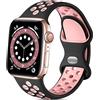 Epova Sport Cinturino in Silicone Compatibile con Apple Watch 40mm 38mm 41mm 42mm, Traspirante Cinturini di Ricambio per iWatch SE Series 10 9 8 7 6 5 4 3 2 1, Nero/Rosa, Piccolo