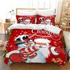 AVJWWD Set di biancheria da letto natalizia,Microfibra Copripiumino con Babbo Natale e alce motivo,decorazione natalizia, set regalo per ragazzi e ragazze (Pupazzo di neve di Natale, 200 x 200 cm)