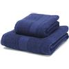 Boncasa - Set di asciugamani, 100% cotone pettinato (non rigenerato), filatura ad anello, 450 g/m2, morbidi al tatto (blu navy, set da 2 pezzi)