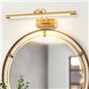 TYhogar LED Specchio Bagno 60cm 12W 3 Temperatura di Colore Dimmerabile Luce di Immagine LED Dimmerabile Senza Passo con Testa di Lampada Girevole Arco Braccio Specchio Illuminazione Lampada Ottone