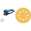 Bosch Professional LIJADORA EXCÉNTRICA GET 55-125 Professional + Bosch Professional Expert C470 Carta Abrasiva Vernice e Legno Duro per Levigatrici Rotorbitali Multiforo Confezione da 6 Unità, Giallo, Diametro 125 mm
