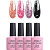 AIMEILI Smalto Semipermanente Soak Off UV LED in Gel Semipermanente Unghie per Manicure Kit Semipermanente Unghie Colorati Glitter Set 4 x 10 ml - Set Numero 6