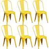 milani home - Set di 6 Sedie in Metallo - Design Moderno Industrial - Sedie Vintage - Per Sala da Pranzo, Bar, Ristorante, Soggiorno - Colore Giallo