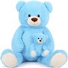 MorisMos Orso Peluche Gigante 100cm, XXL Blu Orsacchiotto Peluche Gigante con Bambino Kawaii Orsetto di Peluche Pupazzo Grande Teddy Bear Regalo per Moglie Fidanzata San Valentino Compleanno Deco