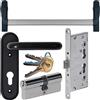 Generic Maniglione antipanico con serratura, maniglia, cilindro per porte su uscite di sicurezza, marcato CE, EN 1125 (Kit completo)