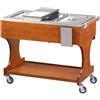 FORCAR Carrello termico - Legno - N.3 vasche acciaio - cm 147 x 82 x 141 h Noce