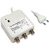 METRONIC 332170 Amplificatore per interni con regolazione del guadagno, 2 uscite TV 9,52 mm - Alimentazione 12/24 V per amplificatore TV - Alimentazione elettrica - Bianco