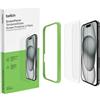 Belkin ScreenForce TemperedGlass Proteggi schermo, vetro temprato per iPhone 15, sottile, trasparente, antigraffio, include un supporto per un'applicazione senza bolle, 2 pezzi , Esclusiva Amazon