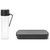 Brabantia - Make & Take Pezzi: Bottiglia con Filtro 0.5L + Lunch Box Flat - Spazio per Panini - Bottiglia Impermeabile - Adatto per Lavastoviglie - Dark Grey
