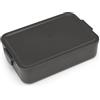 Brabantia - Make & Take Lunch Box L - Spazio per Panini - Coperchio con Clip - Adatto per Congelatore - Adatto per Lavastoviglie & nel Microonde - Dark Grey - 26 x 17 x 6 cm