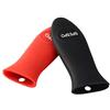 Spespo Caldo pan manico copr, in silicone, presina isolante per padelle in ghisa e padelle in metallo, 2 pezzzi (nero+ rosso)