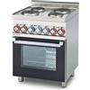 LOTUS Cucina professionale elettrica - N. 4 Piastre tonde - Forno elettrico - cm 60 x 60 x 90 h