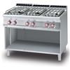 LOTUS Cucina professionale a gas con 6 fuochi - Vano aperto - cm 120 x 70,5 x 90 h