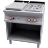 LOTUS Cucina professionale a gas - Tuttapiastra con 2 fuochi e vano aperto - cm 80 x 70,5 x 90 h