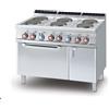 LOTUS Cucina ptofessionale elettrica con 6 piastre tonde - Potenza kW 2,6 (x6) - Forno elettrico statico - cm 120 x 70,5 x 90 h