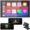 ANKEWAY Nuovo 7 Pollici [2G+32G] Android Autoradio 2 DIN con CarPlay+Android Auto+WiFi+Bluetooth+RDS/FM+GPS Nav+Backup Cam+Doppia USB+Mic, 1080P HD Touch Screen Sistema Multimediale per Auto
