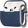 KOKOKA Custodia in Silicone Compatibile con AirPods 3, Case Cover Protettiva in Premium Silicone per Airpods 3rd Generation(2021) con Moschettone, LED Frontale Visibile, Midnight Blue