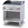 LOTUS Fry top a gas professionale con piastra cromata 1/2 liscia 1/2 rigata e vano aperto - cm 60 x 70.5 x 90 h