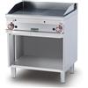 LOTUS Fry top a gas professionale con 1/2 Piastra liscia 1/2 Piastra rigata cromata e vano aperto - Cm 80 x 70,5 x 90 h