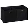 Relaxdays Set da 2 Cestini Porta-Oggetti, Quadrati, per Lo Scaffale, Scatole a Forma di Cubo, 30x30x30 cm, Nero
