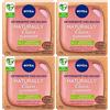 Nivea Naturally Clean Detergente Solido Viso Illuminante con Estratto di Rosa e Vitamina E Formula Vegan con Ingredienti 99% di Origine Naturale - 4 Saponette da 75g