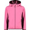 CMP - Giacca in light softshell da bambini con cappuccio fisso, Pink Fluo-Plum, 140