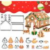 WishesMar Natale 18 pezzi Formine Biscotti Casa di Marzapane 3D Stampi Biscotti Casetta Pan di Zenzero Stampo in Acciaio Inox per la Cottura di Decorazioni Festive DIY, Accessori per Pasticceria