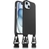 OtterBox Cover React Lanyard con MagSafe per iPhone 15, resistente a shock con cordone da collo, adattabile e intercambiabile, testata a norme MIL STD 810G, Nero, Senza Retail Package