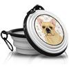 power gift Ciotola per cibo e acqua. Ciotola pieghevole e portatile con moschettone, ideale per viaggi ed escursioni. Una ciotola da viaggio pratica e unica per cani. (Bulldog Francese Marrone)