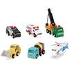 Battat - Auto di legno per bambini - Set di veicoli giocattolo da 6 pezzi - Mini veicoli di soccorso e da costruzione - Camion giocattolo per bambini - 3 anni +