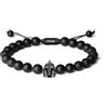 COAI Bracciale da Uomo di Perle di Onice Opaco con Charm Elmo Spartano, Bracciale Vikingo da Uomo