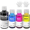 SHUOLEI 31 32XL Inchiostro Compatibile con HP 31 32 XL per Smart Tank 5108 5105 7305 7605 7005 7006 7008 7306 5106 per Smart Tank plus 570 580 585 670 530 555 655 Stampante (4-pack,Nero Ciano Magenta Giallo