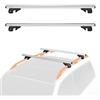 Amazon Basics - Portapacchi da tetto a croce, 132 cm, si adatta a distanze fino a 117 cm tra le sponde laterali rialzate con fessura, confezione da 2, nero/argento