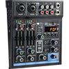 jindaaudio Mixer Per Schede Audio Multifunzione a 4 Canali, Mixer Audio USB Bluetooth MP3 da 48 V, Alimentazione Phantom FX Reverb
