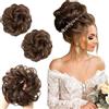 PORSMEER 2 pezzi di capelli marrone medio con elastico, chignon riccio con capelli, extension per capelli con coda di cavallo