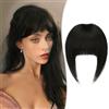 RUWISS Frangia Clip Capelli Veri Natural Frangetta Frontale Clip Extension 100% Capelli Veri Thickbangs Hair Clip Frangia Posticci per Capelli Umani per Donna(Marrone Scuro)