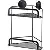 Croydex Stick 'n' Lock - Cestino angolare a 2 ripiani, colore: Nero opaco