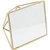 Home Details Specchio geometrico autoportante | Dimensioni: 22,9 x 17,8 x 7,6 cm | Specchio autoportante | Decorazione da bagno | Oro | Multiuso