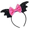 HENGYUE Cerchietto pipistrello con fiocco rosa nero - Accessori per capelli creativi per carnevale, Halloween e accessori per cosplay (fiocco rosa)