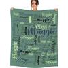 NIBESSER Coperta Personalizzata con Nome Plaid Personalizzato Comodo Morbido Coperta Pile Caldo Idea Regalo per Amici Bambini Nonni per Natale Matrimonio Compleanno, Verde Giallo, 90x120cm