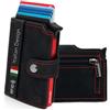 BEWMER v2 Portafoglio Uomo Slim In Similpelle Con Protezione RFID Anticlonazione - Porta Carte Di Credito Uomo E Donna Per 9 Tessere, Con Portamonete - Porta Tessere, Nero Rosso